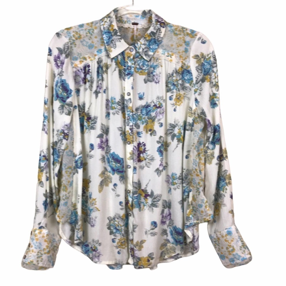 NWT Free People Hold On to Me Floral Long Sleeve Blouse - Small